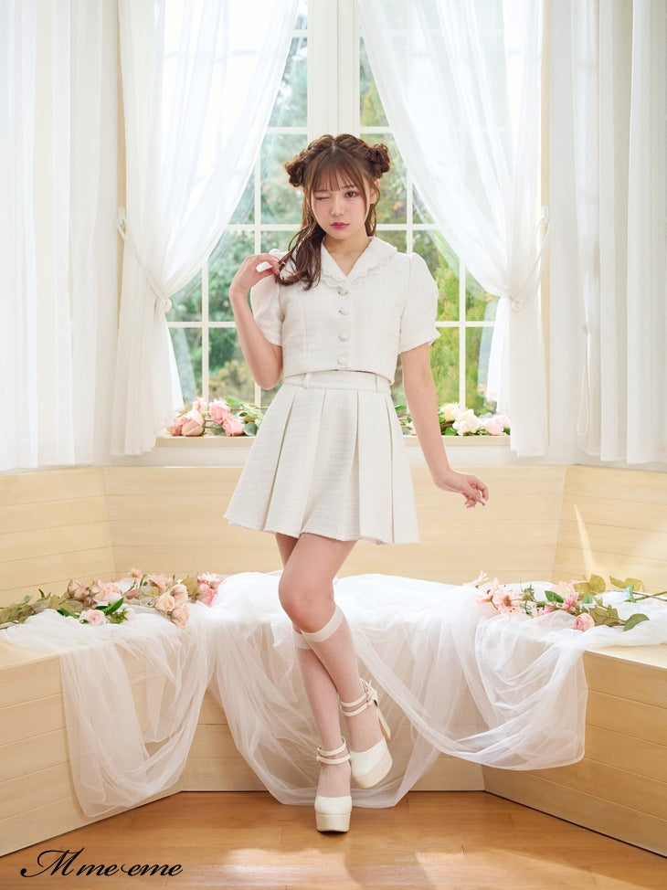 【SALE】Tweed pleated skirt (eme10414)