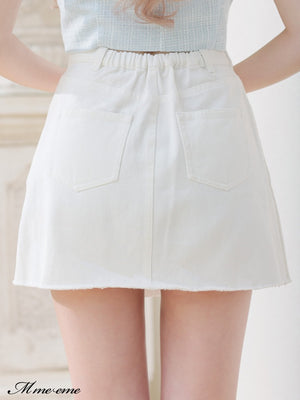 【SALE】Rhinestone denim mini skirt(eme10406)