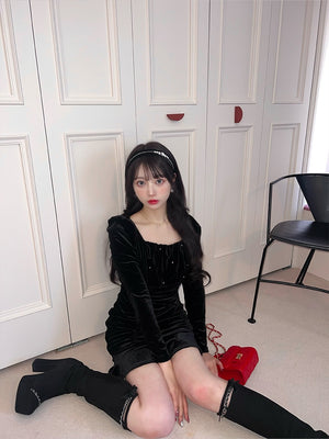 【SALE】Cut design chain long boots (eme10328)