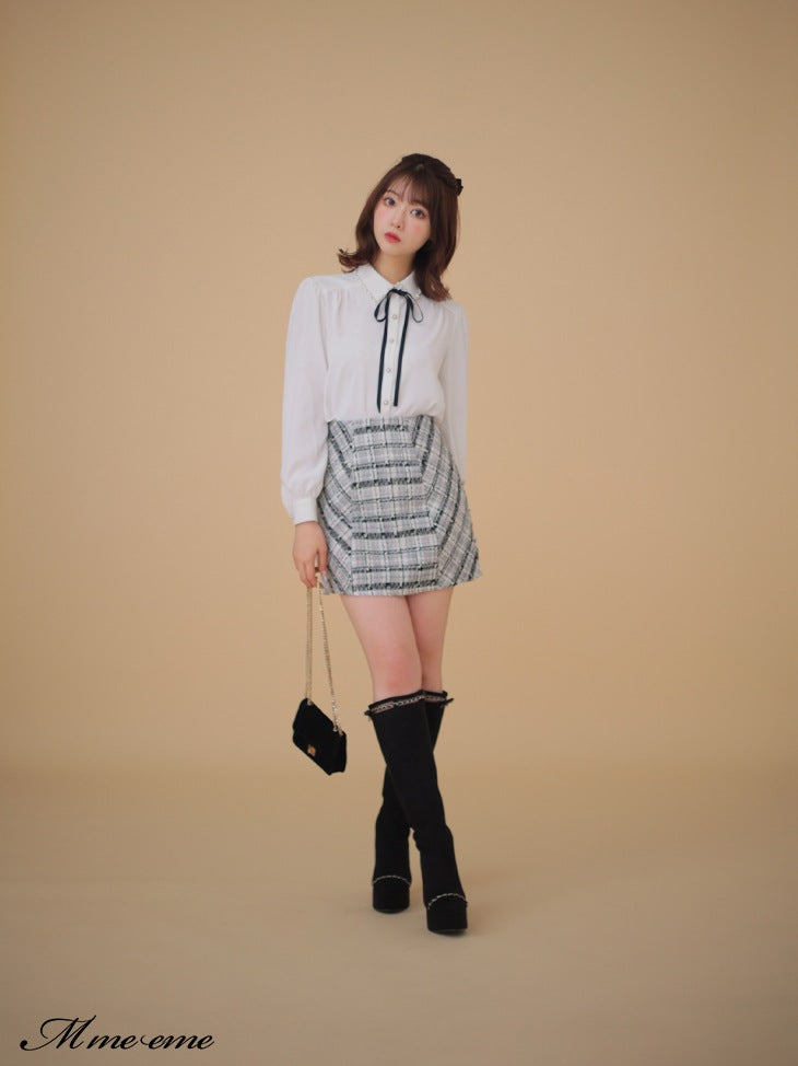 【SALE】Lame tweed trapezoidal skirt (eme10507)