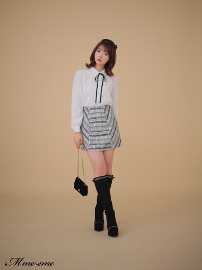 【SALE】Lame tweed trapezoidal skirt (eme10507)
