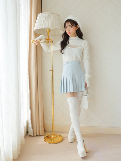 【SALE】Suede pleated skirt (eme10334)