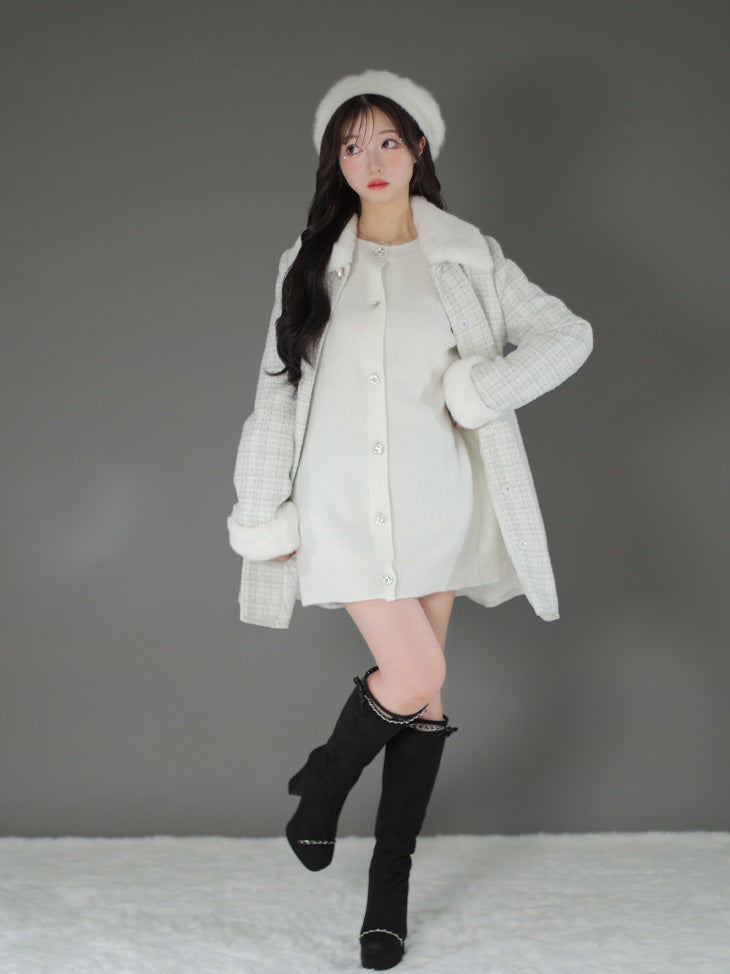 【SALE】Lame tweed fur coat (eme10508)