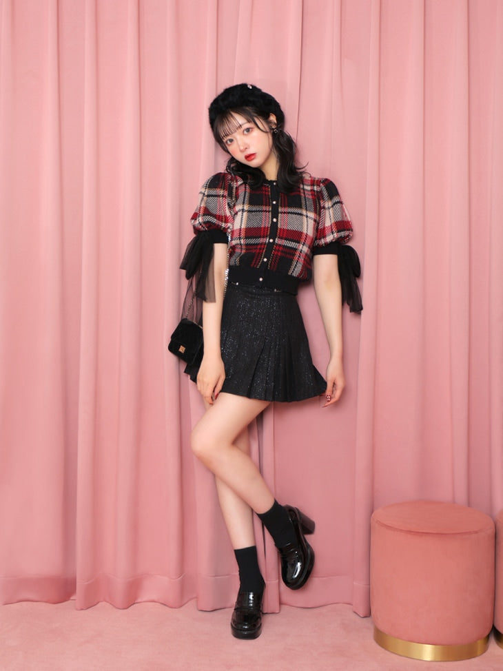 Belt design pleats mini skirt(eme10362)