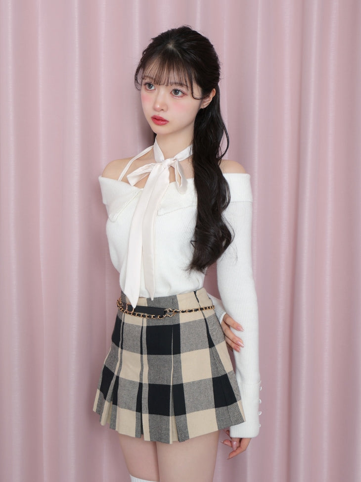 【SALE】Check box pleats skirt(eme10380)