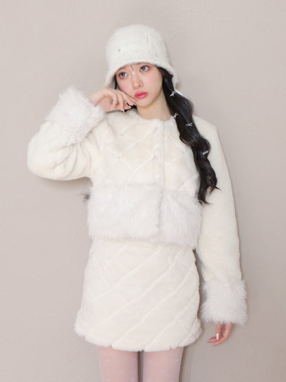 Bijou ribbon feather bucket hat (eme10387)