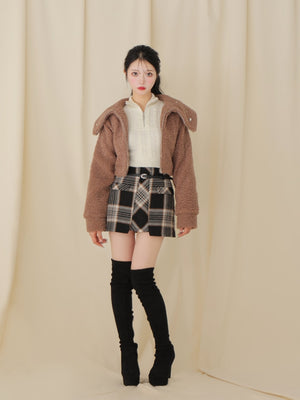 Big collar boa jacket(eme10377)