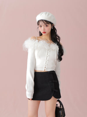 Lame ribbon trapizoid mini skirt (eme10370)