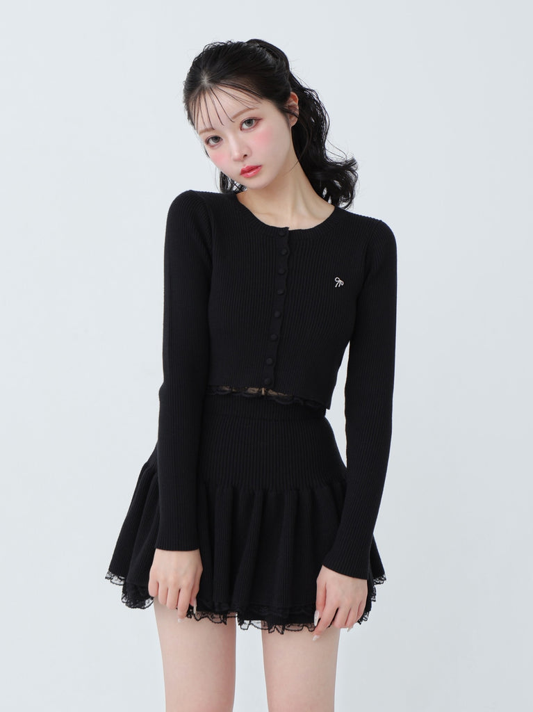 Rib knit mini skirt(eme10461)