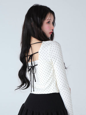 Back ribbon bear ensemble tops(eme10381)