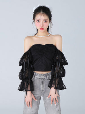 Candy sleeve lace tops(eme10708)