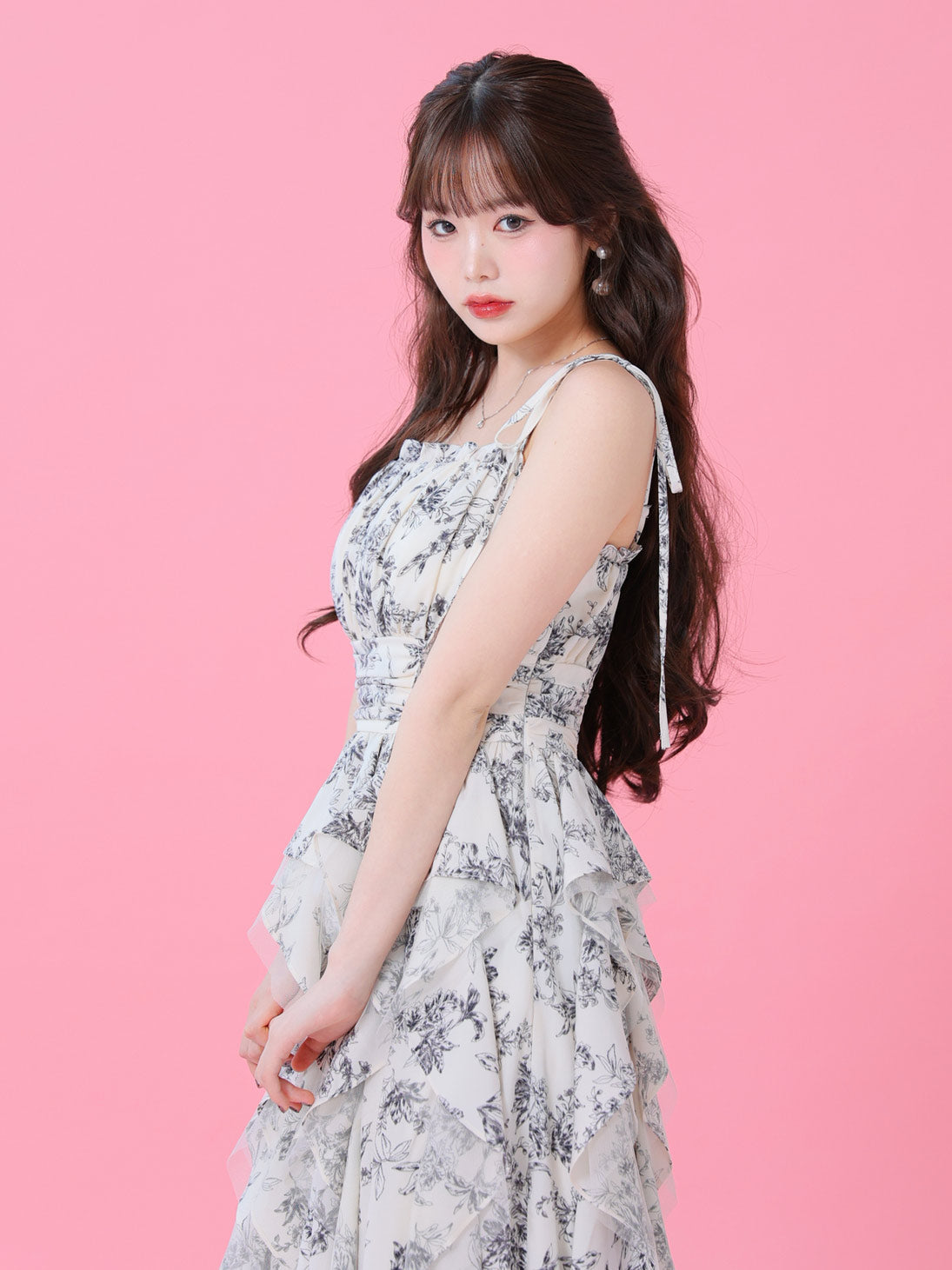 Spiral frill flower long onepiece(eme10540)