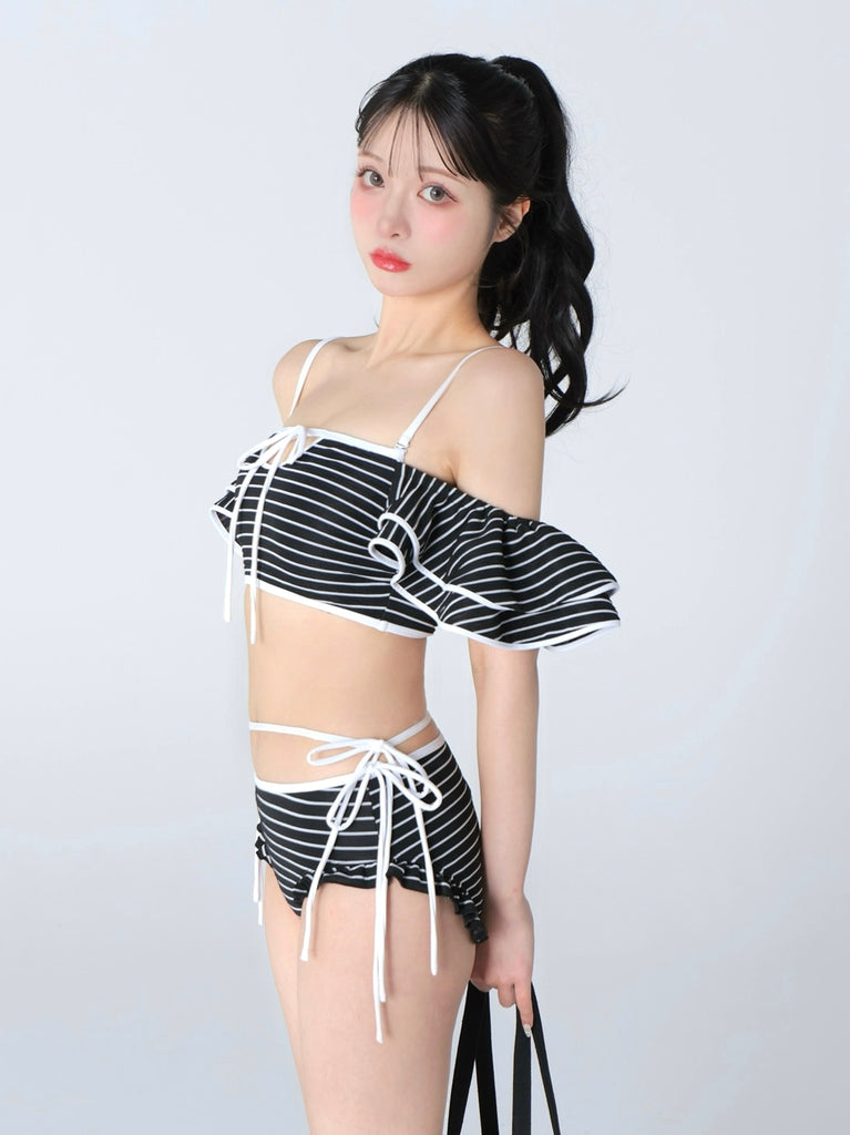 Ribbon frill border swimwear(eme10473)
