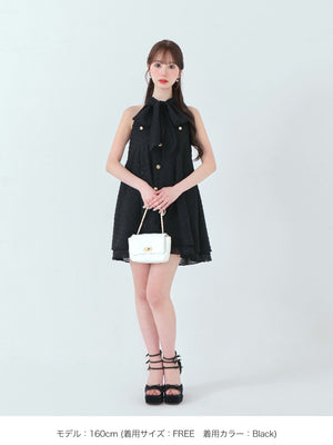 Helter neck ribbon mini onepiece(eme10537)
