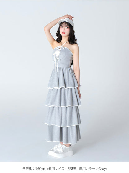 Sweat tiered long onepiece(eme10605)