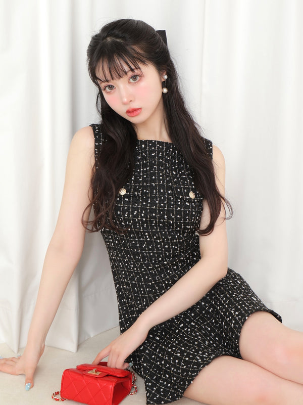 Check tweed mermaid mini onepiece(eme10545)