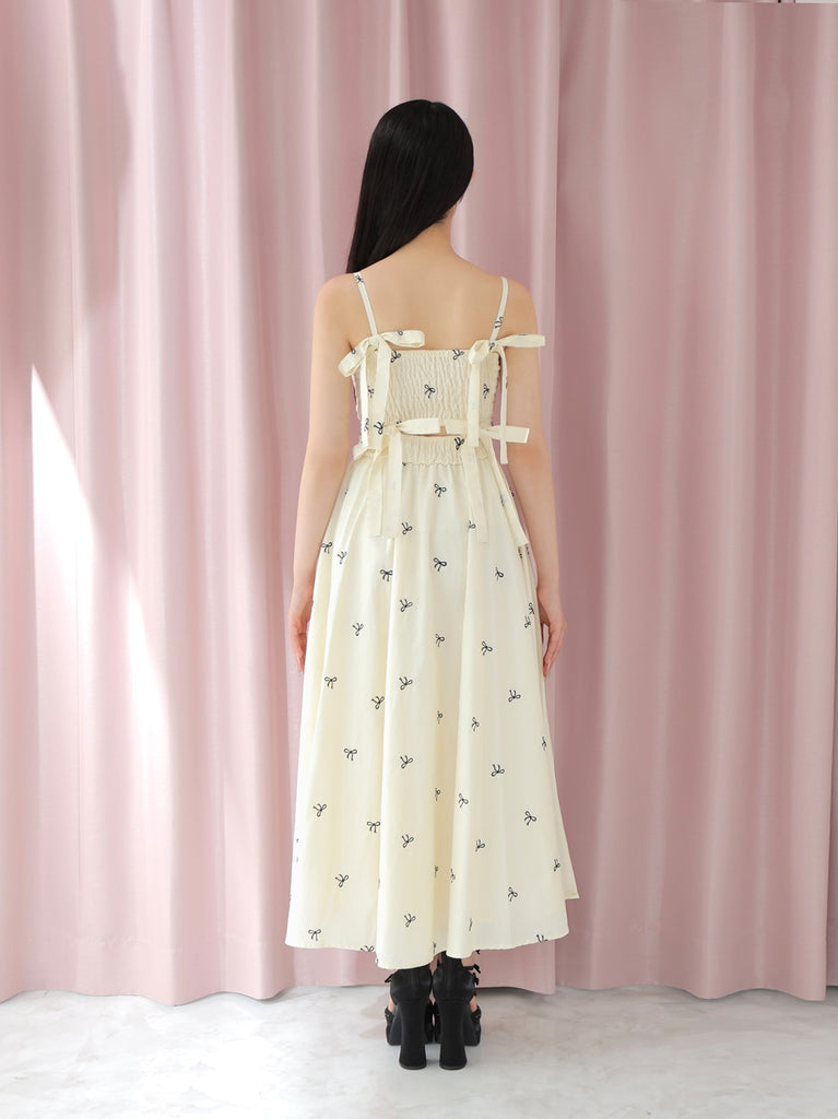 Ribbon embroidery shirring one piece(eme10391)