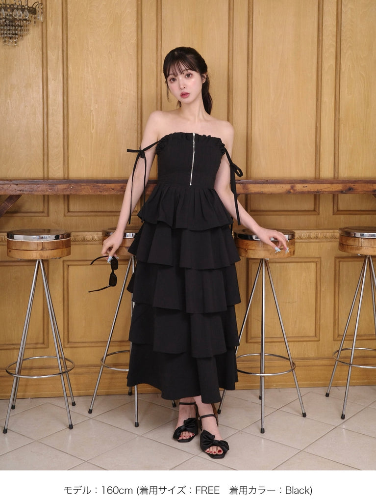 Side ribbon tiered onepiece(eme10497)