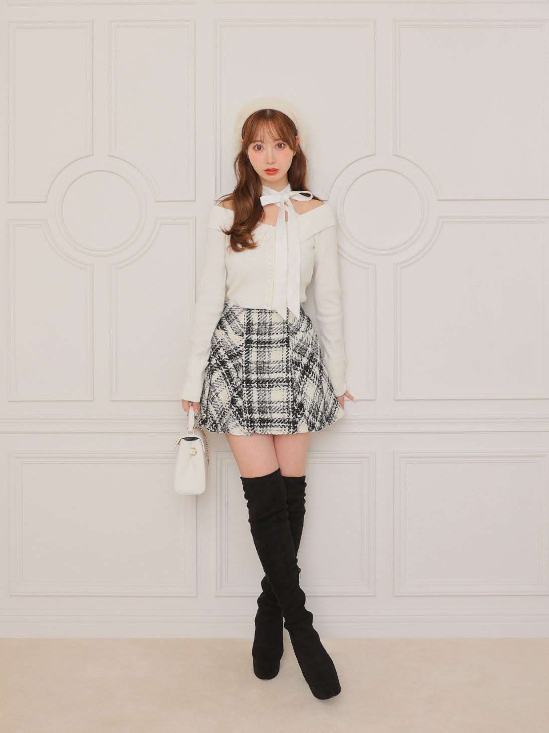 Decollete ribbon off shoulder knit tops(eme10371) – M me eme