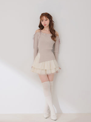 Bust tuck feminine knit tops(eme10797)