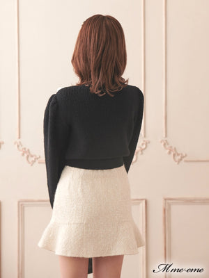 【SALE】High waist lame tweed skirt (eme10283)