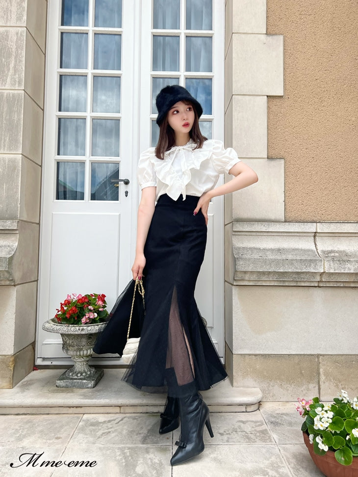 【SALE】Dot tulle short boots (eme10281)