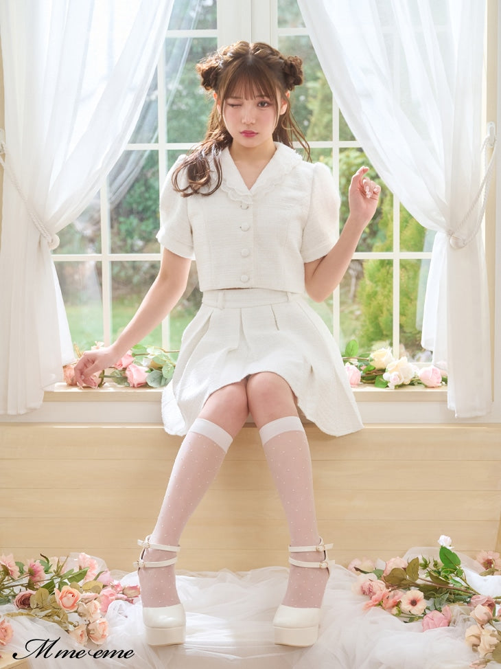 【SALE】Tweed pleated skirt (eme10414)