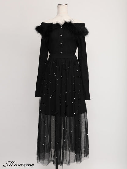 【SALE】Bijou tulle long skirt (eme10420)