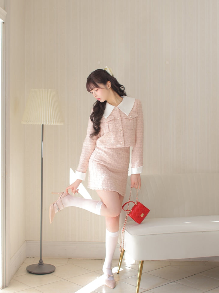 【SALE】Sweet spring tweed jacket (eme10337)