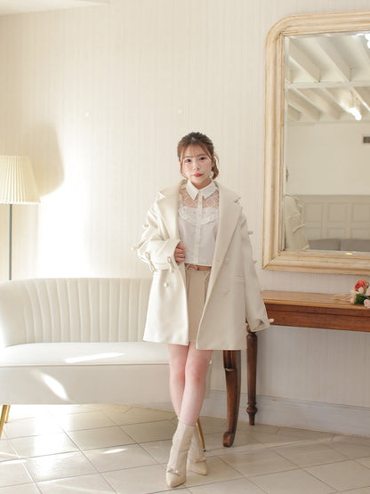 【SALE】Waist bijou pleated skirt (eme10432)