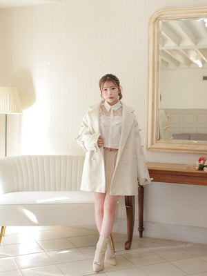 【SALE】Waist bijou pleated skirt (eme10432)