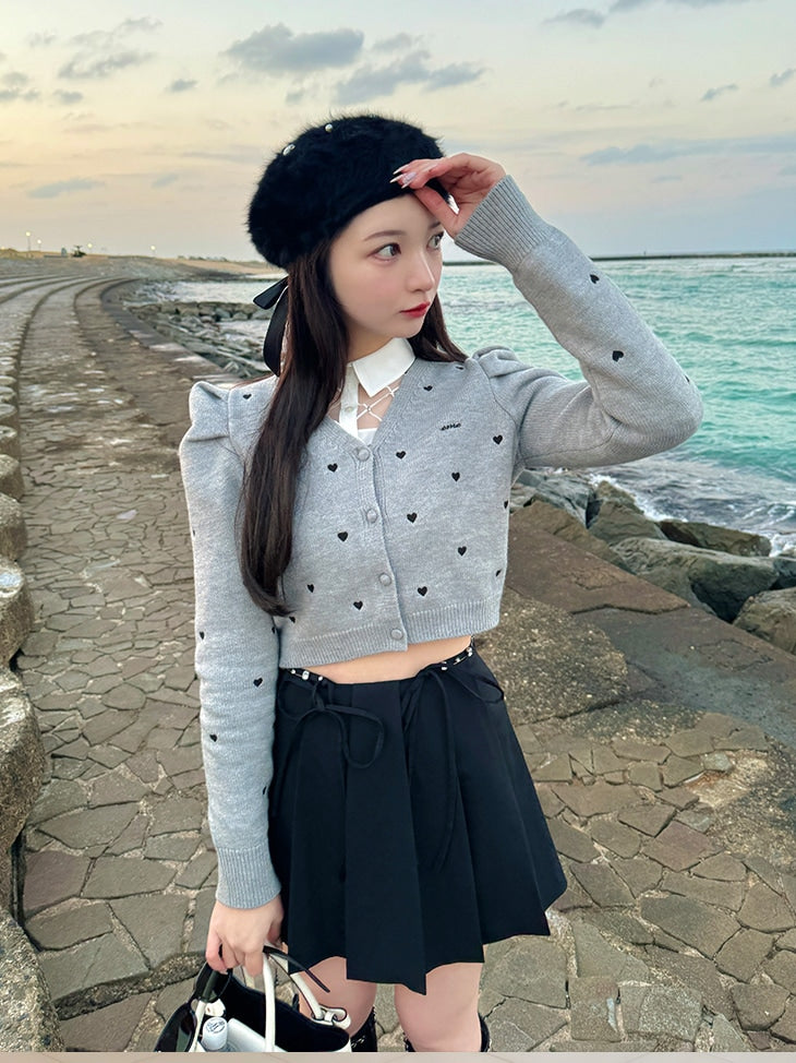 【SALE】Sheer bijou cropped shirt (eme10430)