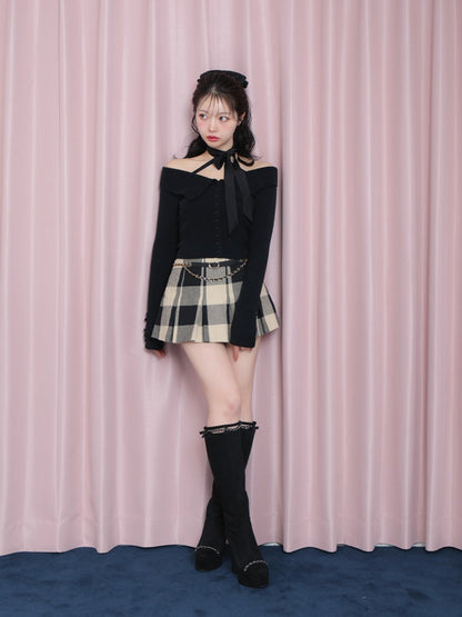 【SALE】Check box pleats skirt(eme10380)