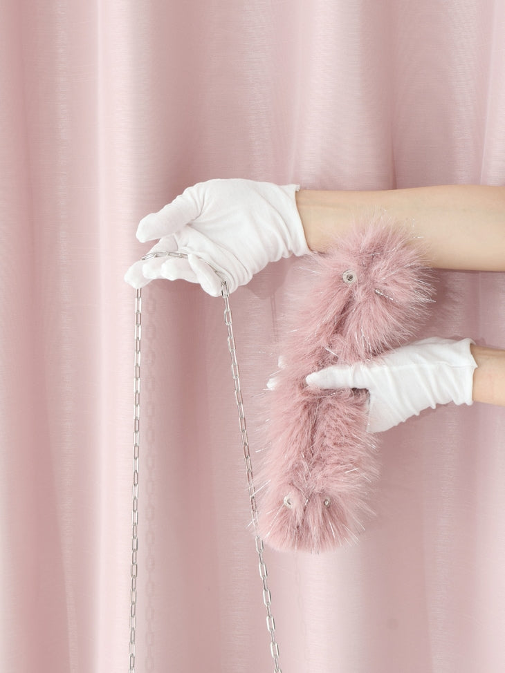 2way fake fur round bag(eme10472)