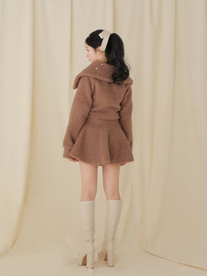 Big collar boa jacket(eme10377)