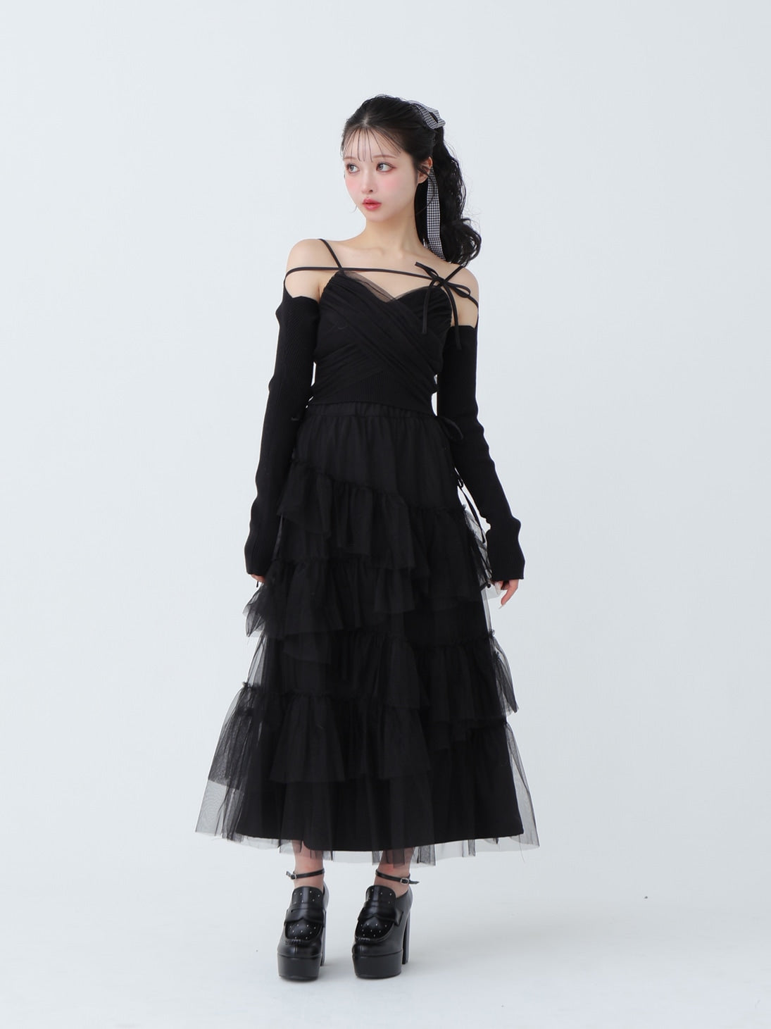 Tulle knit ensemble tops(eme10386) – M me eme
