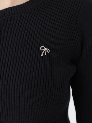 Back ribbon rib knit tops(eme10460)