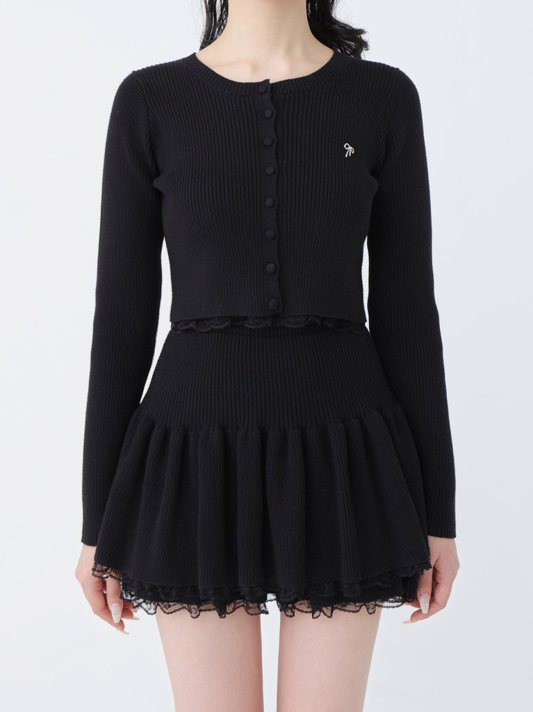 Rib knit mini skirt(eme10461)