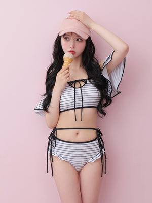 Ribbon frill border swimwear(eme10473)