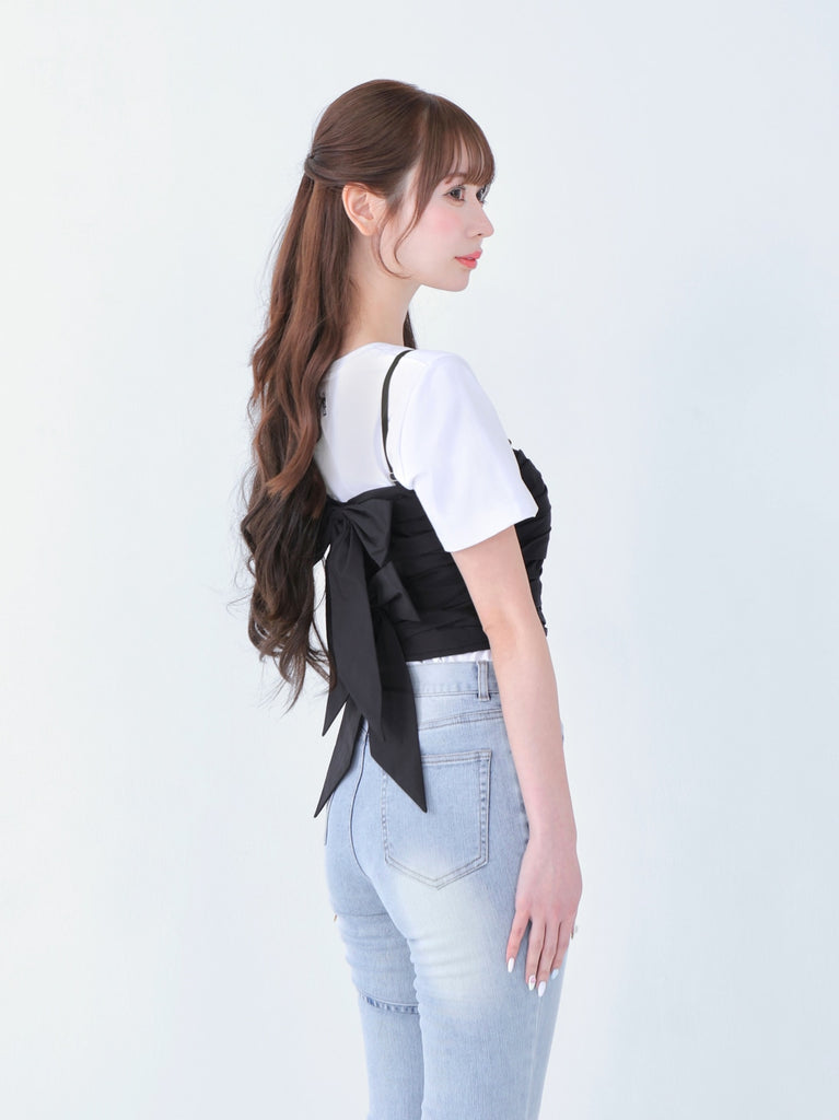 Ribbon sweet logo t-shirt(eme10709)