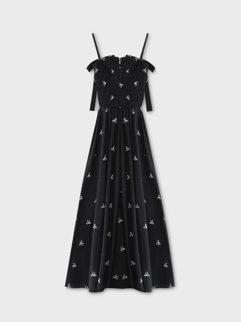 Ribbon embroidery shirring one piece(eme10391)