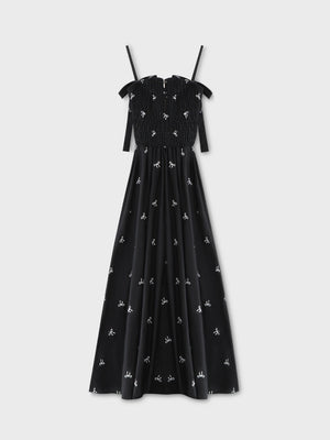 Ribbon embroidery shirring one piece(eme10391)