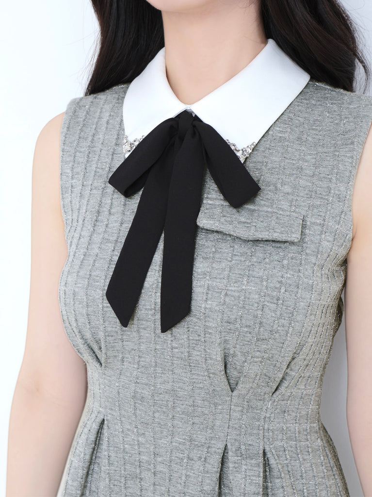 Bijou collar ribbon mini onepiece(eme10518)