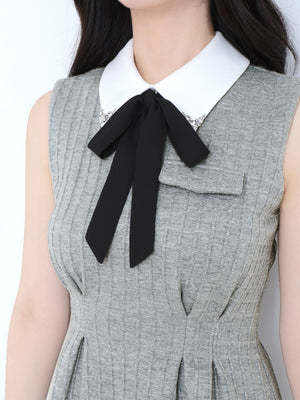 Bijou collar ribbon mini onepiece(eme10518)