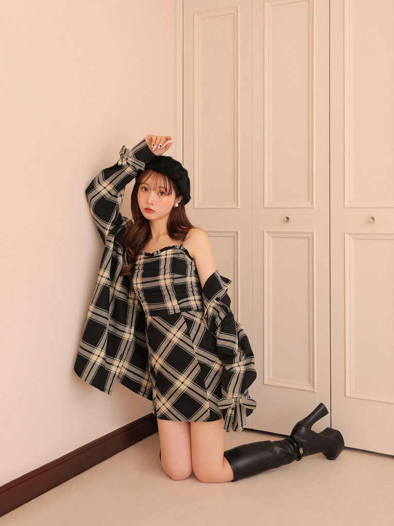 Urban check shirt outer(eme10801)