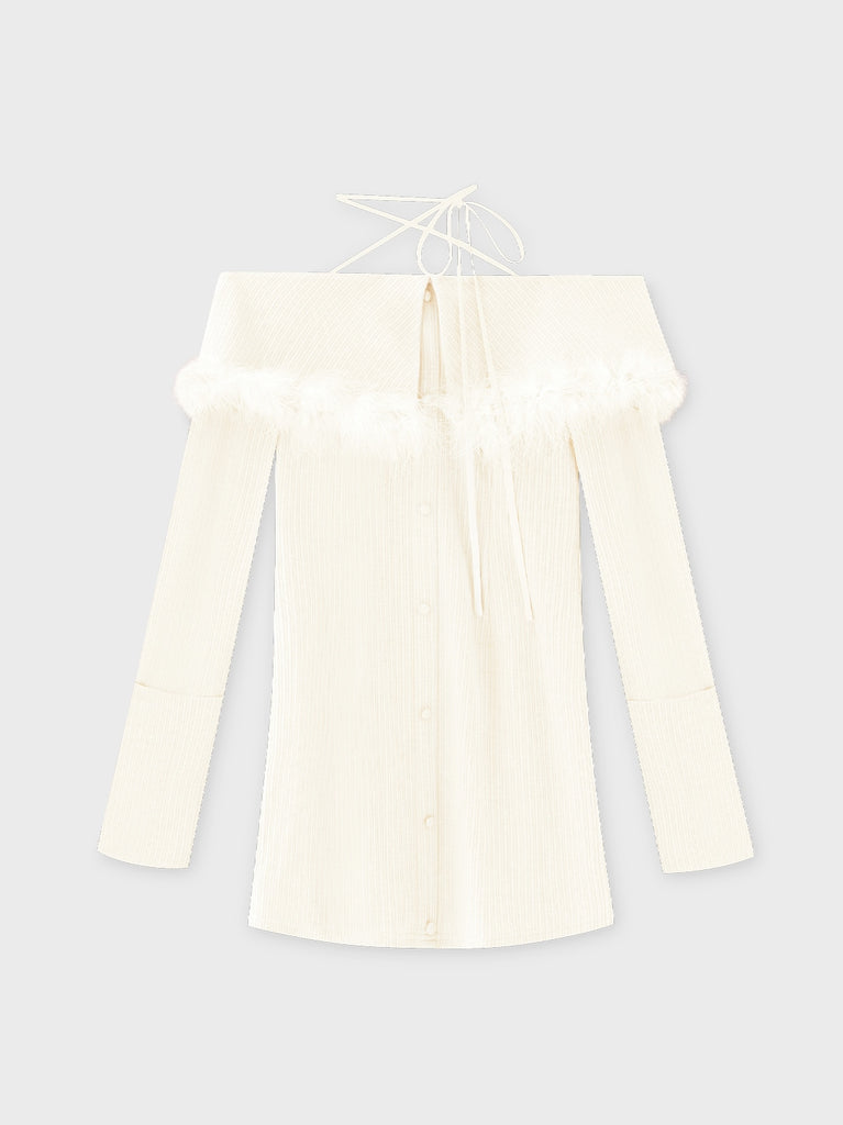 2way feather collar mini onepiece(eme10375)