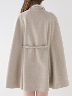 Classical ribbon belted cape coat(eme11105)