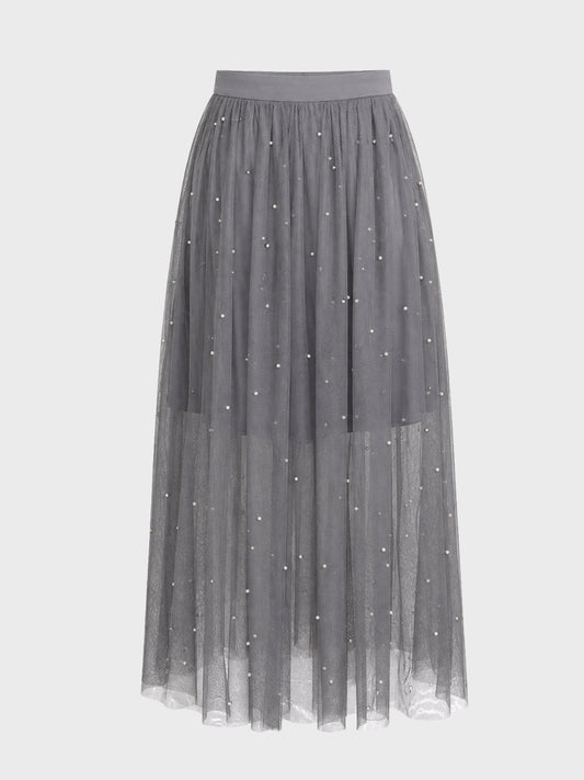 【SALE】【70％OFF】Bijou tulle long skirt (eme10420)