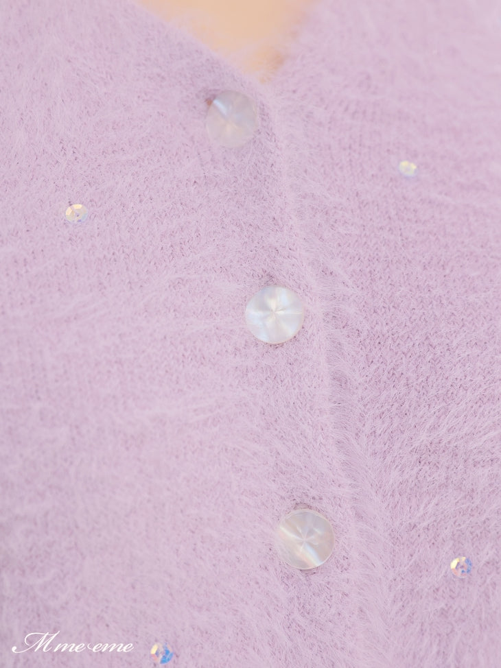 【SALE】Sequin shaggy knit cardigan(eme10213)