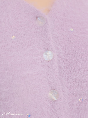 【SALE】Sequin shaggy knit cardigan(eme10213)